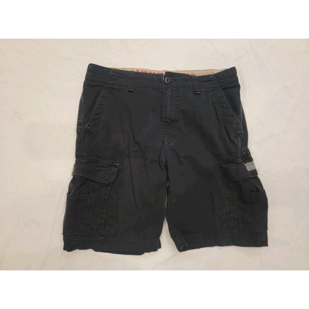 Unionbay Cargo Shorts Men's 34 Black Flap Pockets 10.5" Inseam‎ 100% cotton